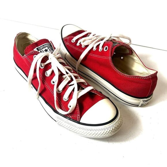 Converse All Star Low Classic Red Canvas Shoes Mens 11 Lace Up Sneaker Womens 13 - Picture 1 of 12